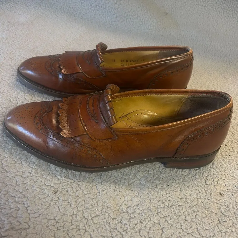 JOHNSTON & MURPHY Aristocraft Loafers 11 NARROW Leather Tassel Slip On Shoes